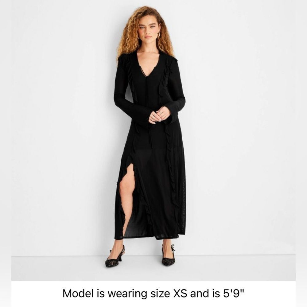 Future Collective Long Sleeve Ruffle Maxi Dress L